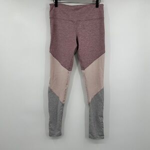 Kyodan Leggings Women Medium Heather Pink Gray Colorblock Ankle Activewear